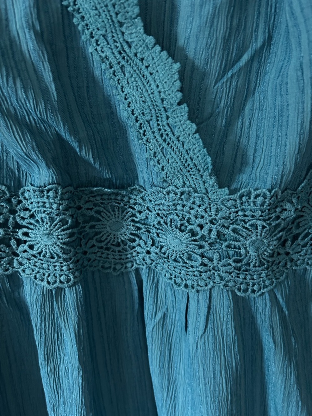 BloomChic Teal Midi Dress with Lace Waistband - Picture 4 of 8